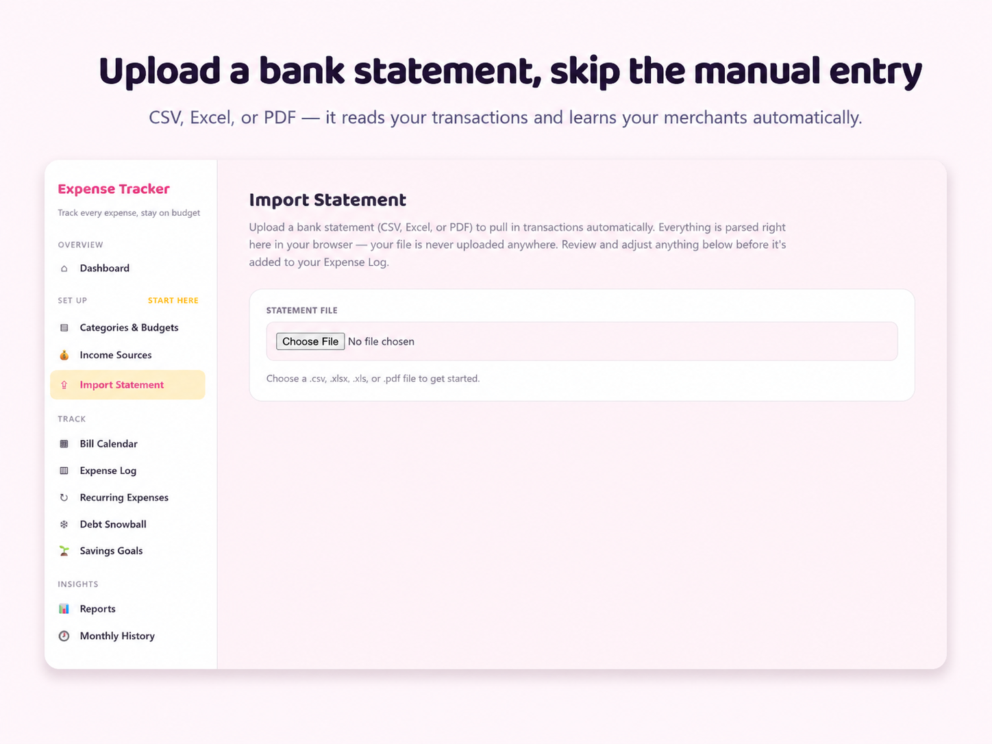 Statement import feature