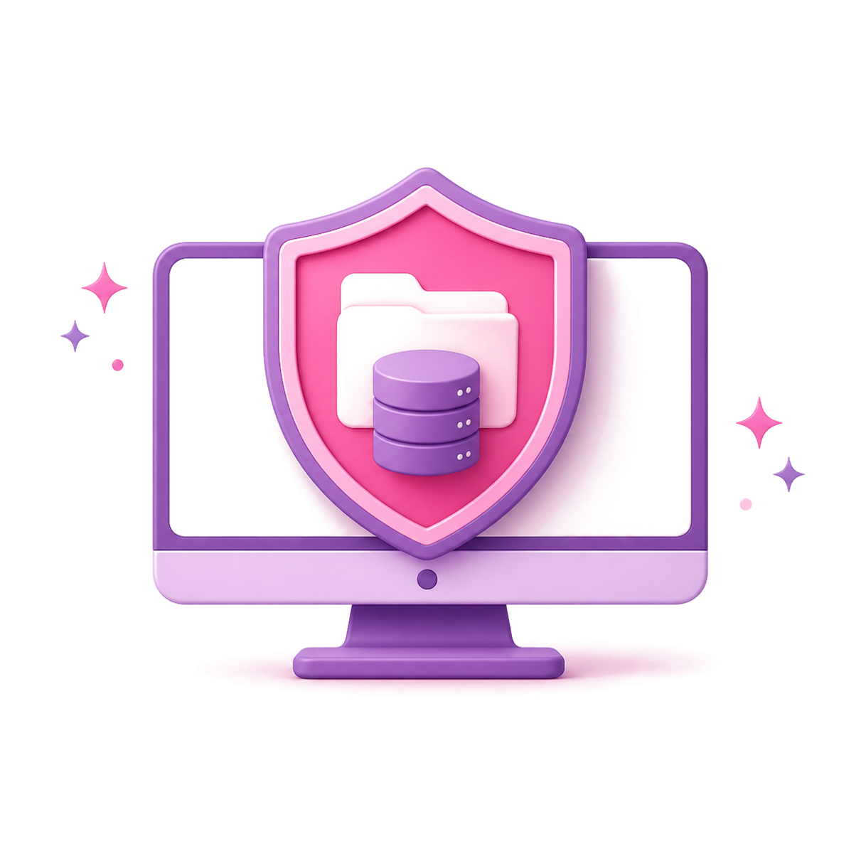 Computer shield icon representing local data storage