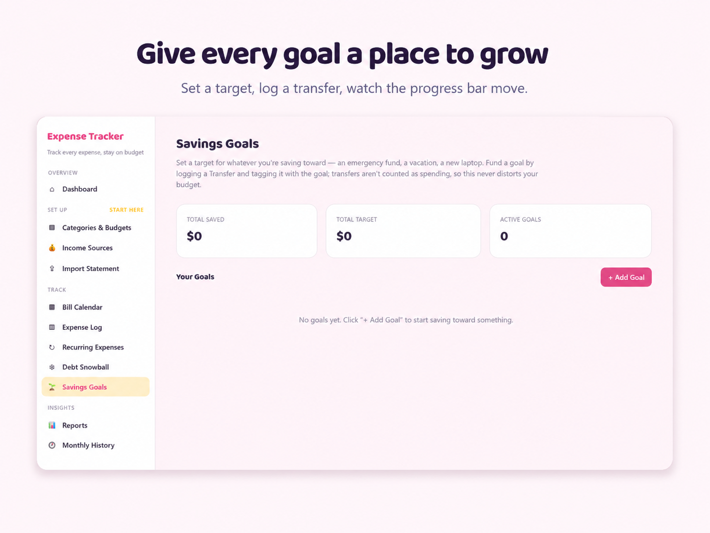 Savings goals feature